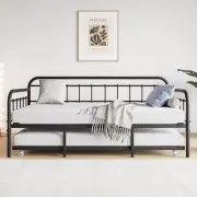 Twin Size Metal Daybed with Pull Out Trundle Sofa Bed Platform with Headboard US