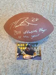 MONTEE BALL WISCONSIN BADGERS 2011 NCAA BIG10 POY AUTOGRAPHED FOOTBALL PROOF