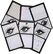 HAKIDZEL 6Sheets Eye Face Gems Glitter Stickers Rhinestone Jewels for Makeup DIY Face Art and Festivals Easy Application Needed for Parties and Special Occasions