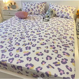 ins韓國性感俏皮紫色豹紋床包 單人雙人加大特大兩用床包組 床單被套枕頭套四件組 床套三件組 舒柔棉裸睡