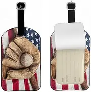 Richugui Baseball Glove Baseball Pattern Luggage Tags, Faux Leather Suitcase Tags with Address Label,Travel Accessories with Address Tag,Luggage Tag,ID Tag