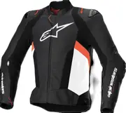Alpinestars Missile V3 Airflow perforated Motorcycle Leather Jacket, black-white-red, Size 46 for Men Black White Red