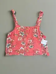 O'Neill Women's Elissa Tank Top L Large Rose Floral NWT Boho Peach Spring