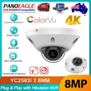Hikvision Compatible 4K 8MP Dual-light Full Color IR PoE Dome IP Camera Mic AU