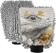 XYMZR Absorbent Microfiber Car Wash Mitt Lizard Flower, Funny Cute Anime Scratch Free for Cars Cleaning, Home Cleaning Mitts, 2 Pack, 10.24” L x 7.09” W
