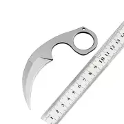 FOX CLAW Silver Mini Neck Karambit Fixed Knife Blade Camping Hunting Tactical AU