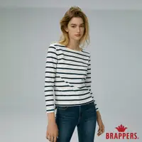 在飛比找蝦皮商城優惠-BRAPPERS 女款 休閒條紋配色T恤-白底藍條