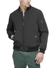 New DOCKERS Men's Golf Bomber Black Jacket, Water Resistant Size Large.