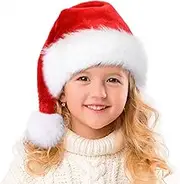 Santa Hat Christmas Hat for Adult, Unisex Soft Plush Classic Fur Xmas Holiday Hat, Thicken Comfortable Velvet Santa Claus Hat for Christmas New Year Festive Theme Party Supplies