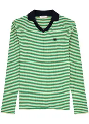 Wales Bonner Sonic Striped Stretch-cotton Polo Shirt - Green - XL XL