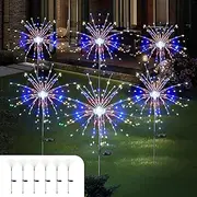 TheaPro 6 Pack Solar Firework Lights, Total 720 LEDs Solar Garden Light 8 Modes IP65 Waterproof Twinkling Lights for Outside Outdoor, Yard Pathway, Wedding, Party, Patio (Multi-Colored)