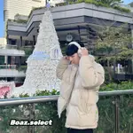 【 BOAZ.SELECT 】冬天穿搭必備☁️素面 鋪棉 寬鬆 保暖  羽絨外套🦢黑白兩色 米其林寶寶 男女皆可