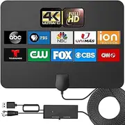 BTFDREEM TV Antenna Indoor, HD Antenna for Smart TV and All TV,TV Antenna for Local Channels,Support 4K 1080p with Signal Booster Antenna TV Digital HD Indoor & Outdoor- 16FT Coax HDTV Cable
