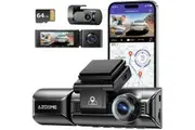 Dash Camera, Front and Rear Camera, 3 Cameras, Simultaneous Recording, 4K UHD, 8 Megapixels, , WIFI, IMX415 Sensor, WDR Included, 3.19 Inch Small, Dash Camera, Parking Monitoring, Noise/LEDM550PRO 64G)