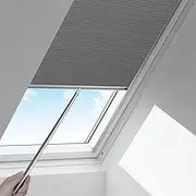 Manual Cellular Shades Cordless Honeycomb Blinds Full Blackout Fabric Window Shades for Skylight（Dark Grey） W(50~60) cm×H(70~90) cm