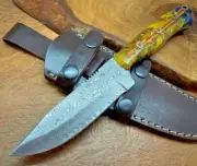 Handmade Damascus Fixed Blade Knife with Sheath |Functional |Camping |Outdoor