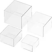 OKBHTS 4 Clear Acrylic Boxes for Display as Buffet Risers and Stands, Food Display Risers for Party, Buffet Table, Food Stands for Display Party (Standard, 4Pcs, Clear)