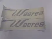WEERES DECAL PAIR (2) GOLD / MAUVE 19" X 3 1/2" MARINE BOAT