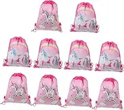 ifundom 10pcs Unicorn Drawstring Backpack Portable Mini Nonwoven Party Bags for Birthday School Activities Arts Crafts Fun Design for Women