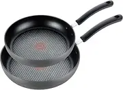T-fal Ultimate Hard Anodized Nonstick Fry Pan Set 2 Piece, 10, 12 Inch, Oven Broiler Safe 400F, Cookware, Pots and Pans Set Non Stick, Kitchen Frying Pans, Skillets, Dishwasher Safe, Grey