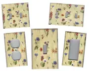 BOTANICAL FLOWERS ON TAN BEIGE SHABBY CHIC HOME DECOR LIGHT SWITCH PLATES