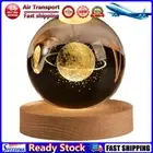 LF# Luminous Crystal Ball Night Lights with Wood Base Table Lamp for Bedroom Dec