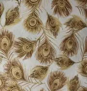 Rare Royal Peacock Feathers Neutral colors 100% Cotton Hoffman Fabric 10.5"
