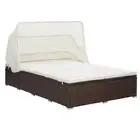 2-Person Sunbed with Cushion Poly Rattan Brown Outdoor Furniture Patio Rel 10234
