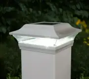 4 PACK 5x5 WHITE ALUMINUM IMPERIAL SOLAR POST CAP LED LIGHTS FOR PVC VINYL POST