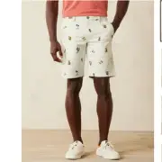 Tommy Bahama Boracay Tiki Time Shorts 32 Bleached Sand w/Allover Print $118 NWT
