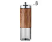 Manual Coffee Grinder with External Adjustments Ceramic Conical Burr Mill Stainless Steel Waterproof Body Small-Straight coffee grinder with wood grain