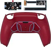 eXtremeRate Volcanic Red Rubberized Grip Programable RISE4 Remap Kit for PS5 Controller BDM-010 BDM-020, Upgrade Board & Redesigned Back Shell & 4 Back Buttons for PS5 Controller - Without Controller