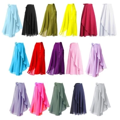 Ladies Ballet Long Wrap Skirt Chiffon Over Scarf for Performances and Practice