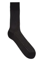 Falke Shadow Ribbed Cotton Socks - Black - 11-12 11-12