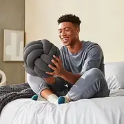 Bearaby Hand-Crafted Knot Pillow Ball - Relieve Stress with Oeko-TEX Certified Organic and Gently Weighted Material - Handcrafted Throw Pillows from Natural Latex Foam (Asteroid Grey, Large)