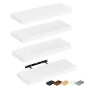 Set Of 4 Wall Floating Shelves Storage Shelf Wood Bathroom White Engineered Set