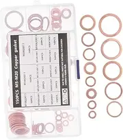 HORIALENCE 150pcs Copper Crush Washer Set Oil Drain Plug Gaskets Assortment for High Sealing Performance Efficient Heat Dissipation Durable Metal Washers Organized Storage Box