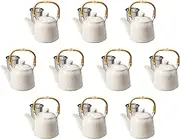 Set of 10, White Karatsu Swim Earthen Bottle (with Kagoami) [5.5 x 3.7 x 4.7 inches (14 x 9.5 x 12 cm) (430cc)] | Setomonohonpo