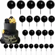 25 Pcs Balls Cake Topper Ball Shaped Cake Insert Toppers Pearl Balls Cake Pic...