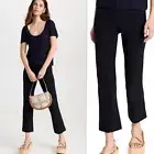 NWT VINCE Italian Cotton Blend Flat Front Crop Flare Pants M $295 Coastal Blue