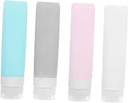 PLAFOPE 4Pcs Travel Bottles for Toiletries Leakproof Silicone Liquid Sub Bottles with Smooth Outlet Squeezable Design for Lotion for Travel and Hotels