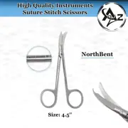 New Surgical Northbent Suture Curved Scissors 4.5" Blunt Veterinary Instruments