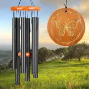 Butterfly Wind Chimes for Outside in Memory of a Loved one Wooden, Large Deep...
