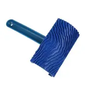 Blue paint roller, rubber, wood grain, diy wall painting tool with handle, home tool