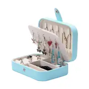 Catzon Jewelry Box PU Leather Small Portable Travel Case 2 Layers Display Storage Box-Blue