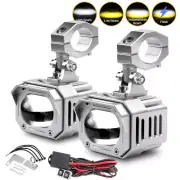 2x Motorcycle LED Spot Lights Driving Auxiliary Lamps CNC aluminum + Switch 90W