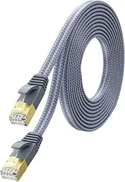 MORELECS Short Ethernet Cable 1.5 ft - Nylon Braided Flat High Speed Cat 7 Internet Cable LAN Cable Shielded Fast and Stable Ethernet Cord for Home and Office
