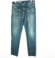 Celine Hedi Slimane Slim Mid Waist Patch Indigo Blue Rigid Denim Jeans New 30 31