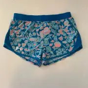 Under Armour Girl Large 14 16 Shorts Running Youth Fly By Blue Printed New