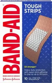 Band-Aid Brand Tough Strips Adhesive Wound Bandage, Extra Large, 10 Ct
